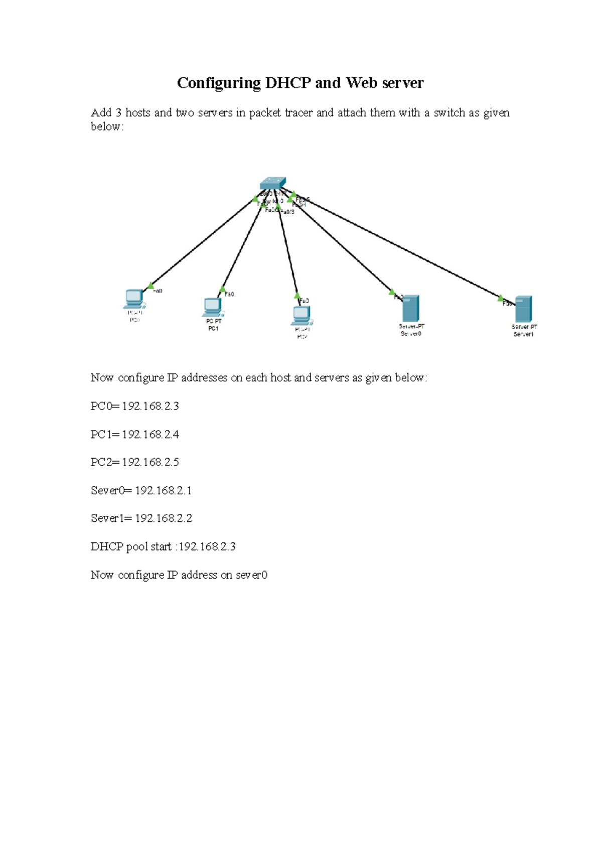 Lab No. 15 - Configuring DHCP & Web Server Setup - Studocu