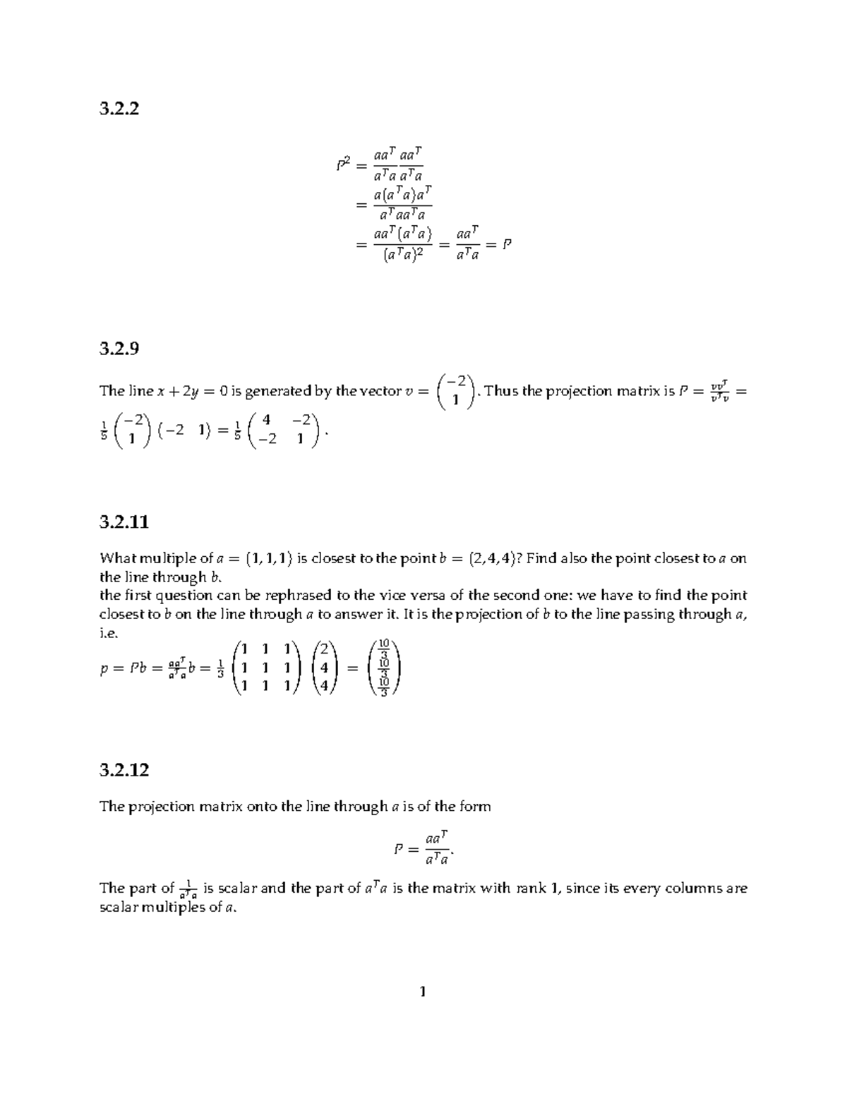 Projection Matrix & Least Squares - Solution HW7 Analysis - Studocu