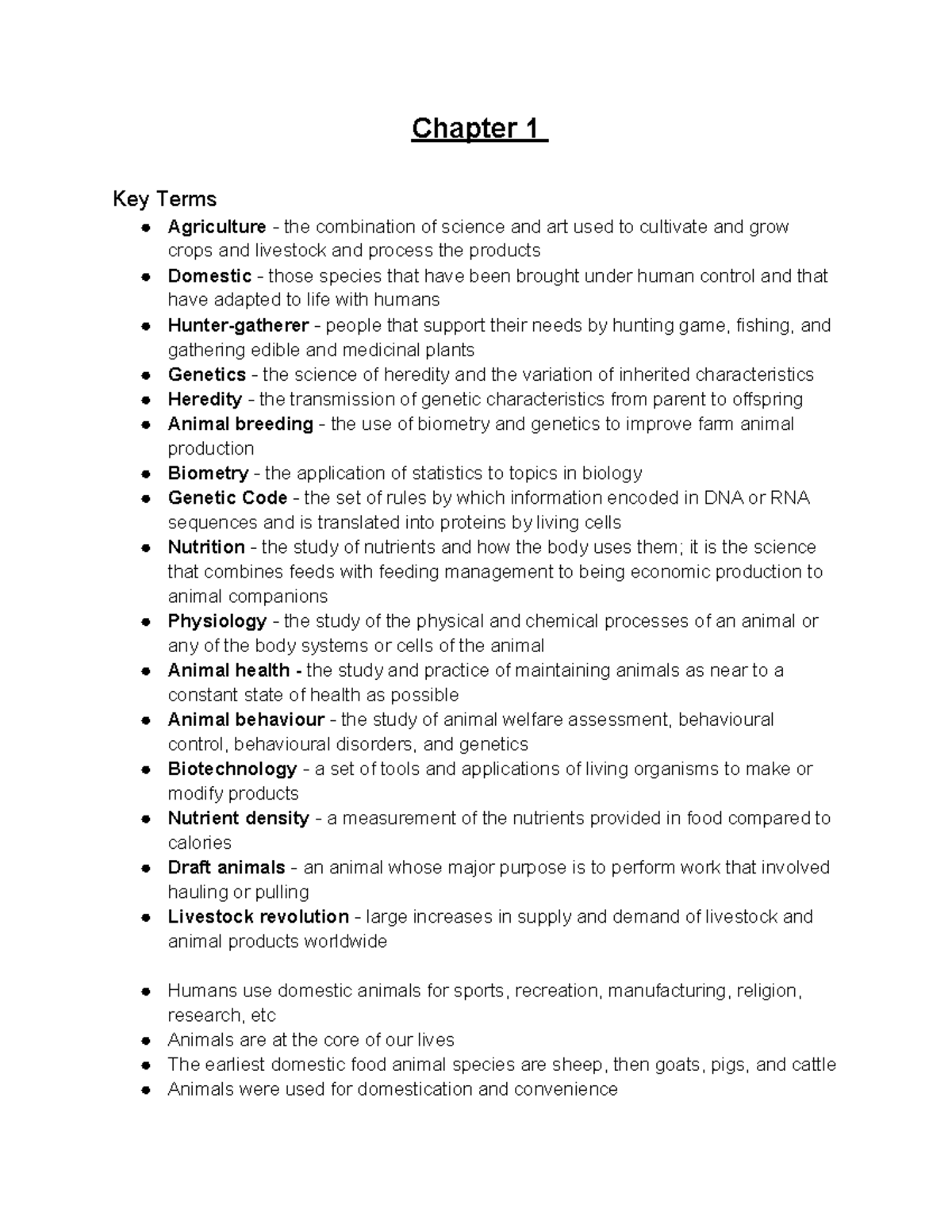 Introduction to Animal Science: Chapter 1 Key Terms - Studocu