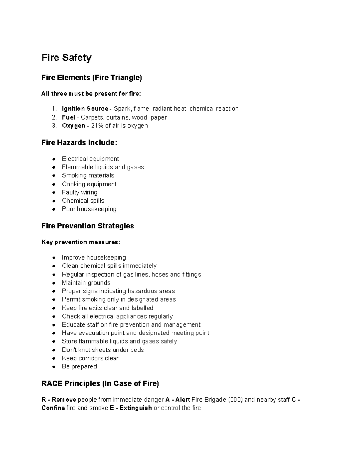TAFE HSC Fire Safety Guidelines and Prevention Strategies - Studocu