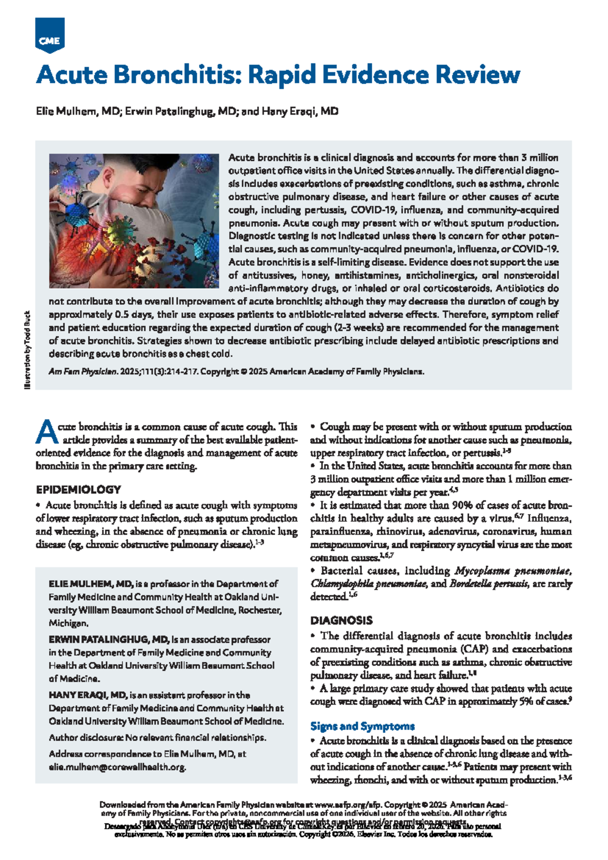 Acute Bronchitis: Rapid Evidence Review (AM Fam Physician) - Studeersnel