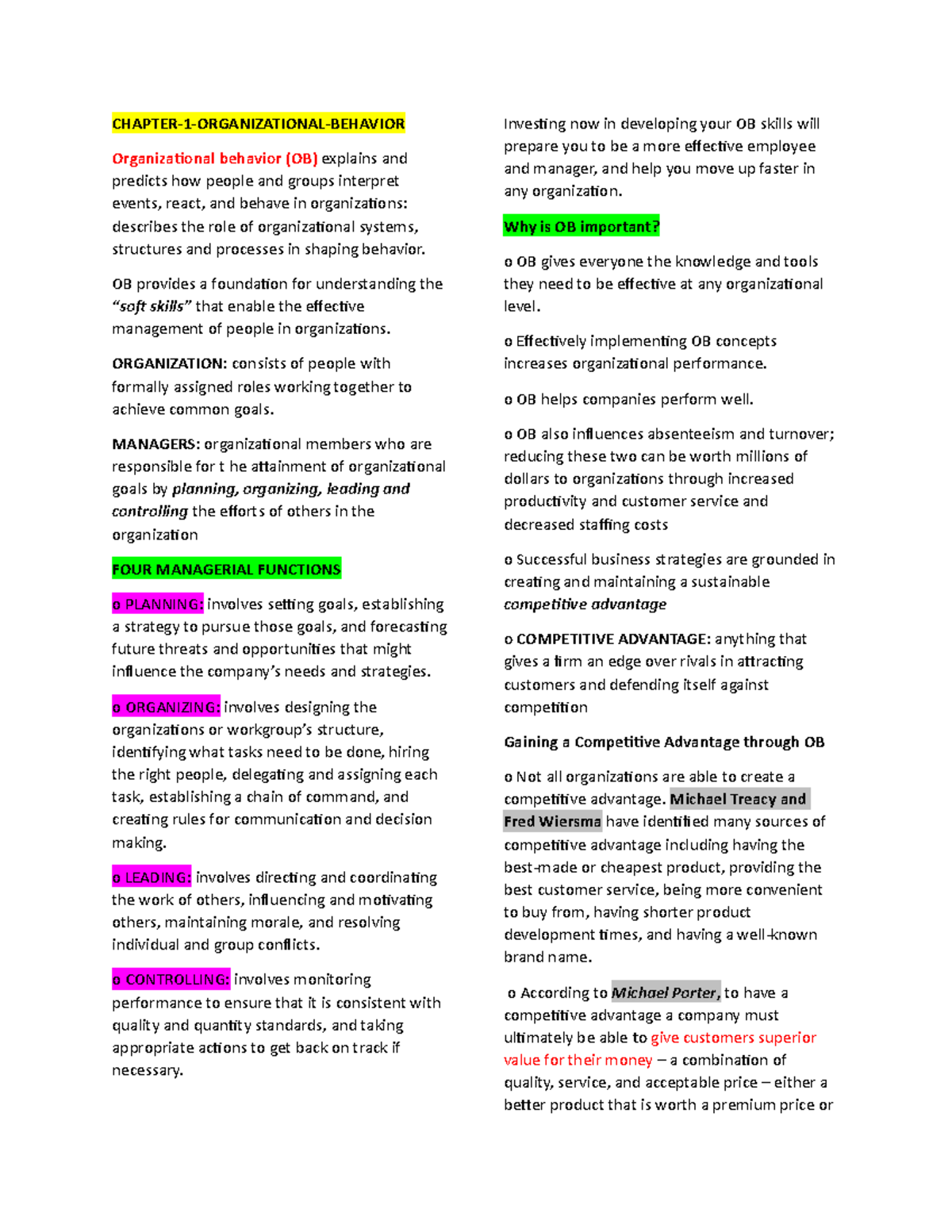Chapter 1: Understanding Human Behavior in Organizations (OB) - Studocu