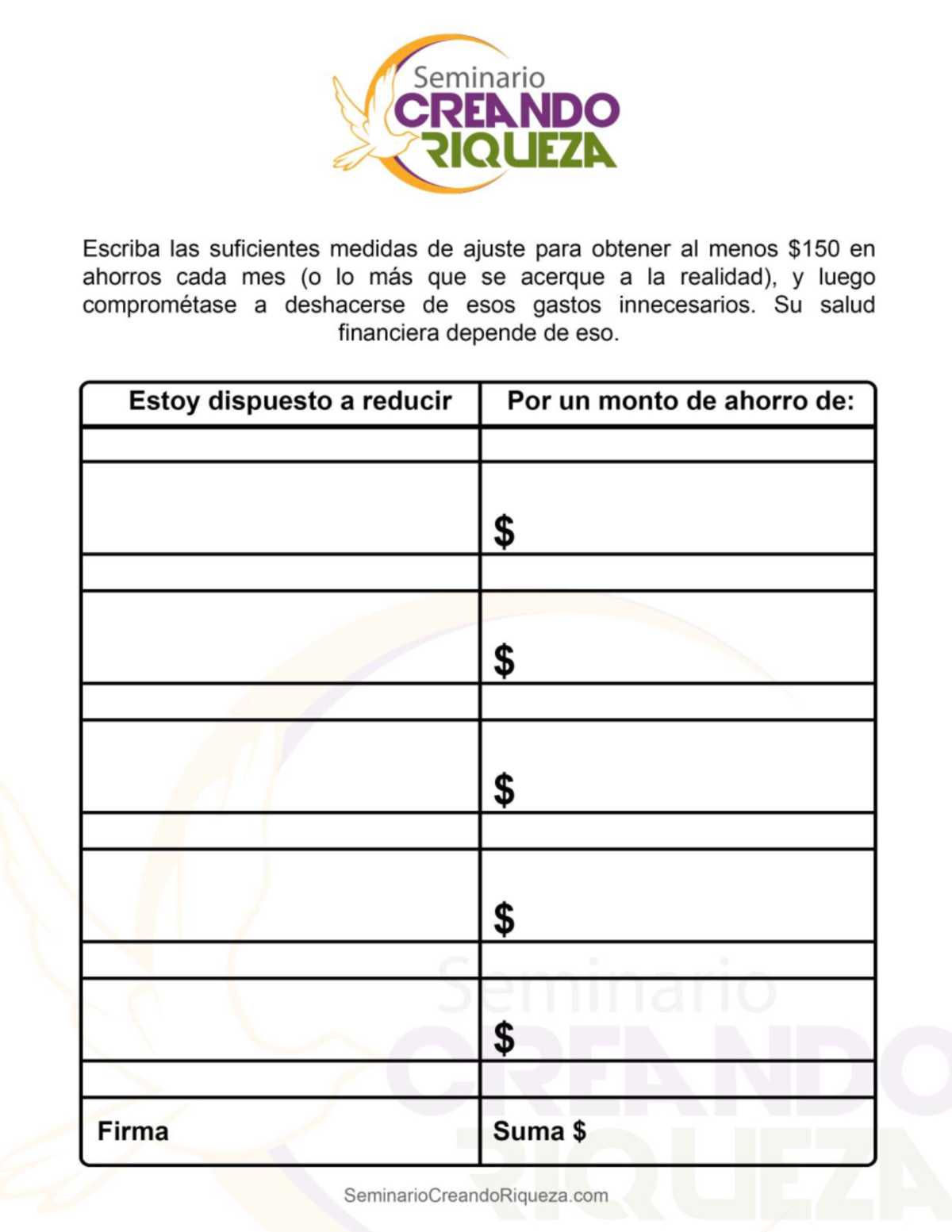 Seminario CREANDO RIQUEZA: Estrategias para Reducir Gastos Mensuales ...