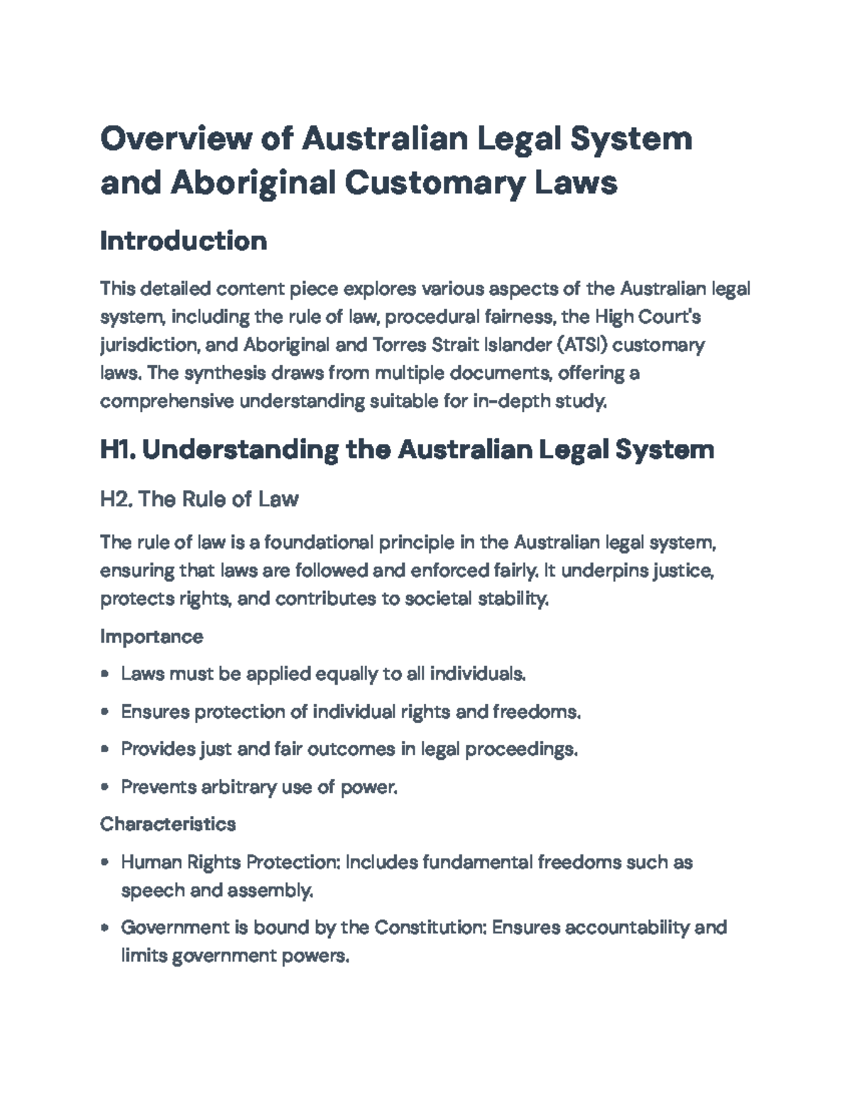 Overview of Australian Legal System and ATSI Customary Laws (LGL101 ...