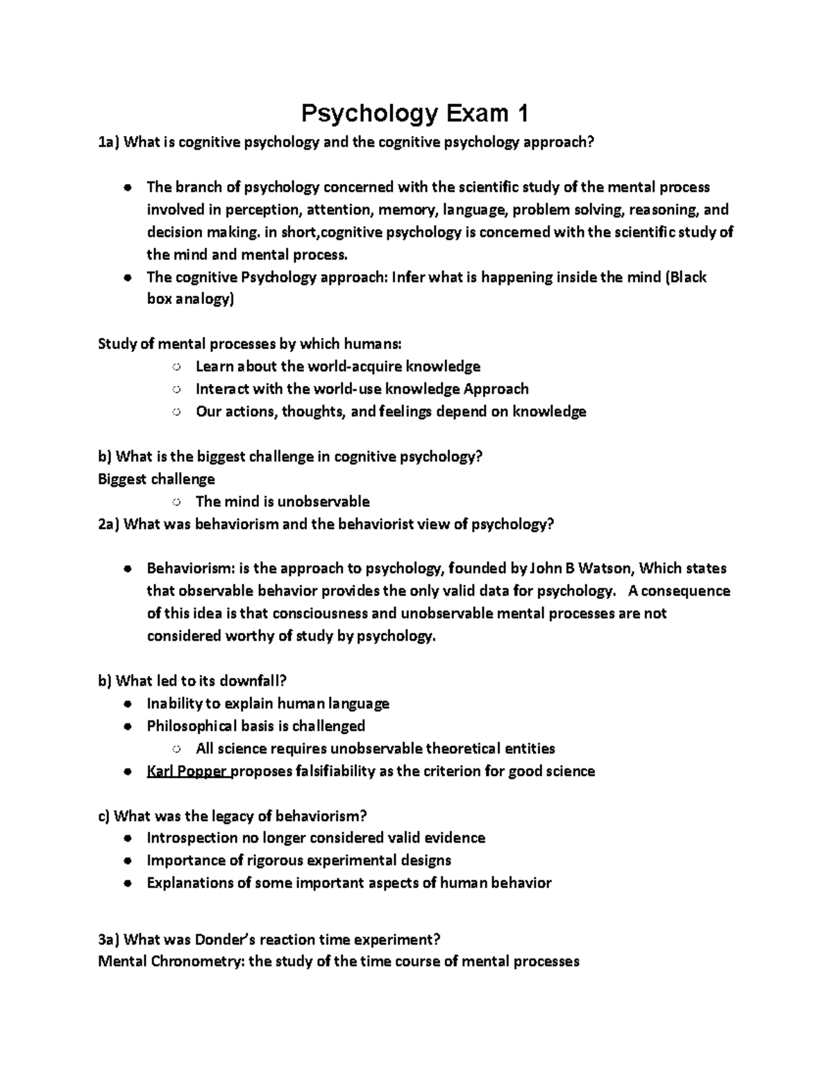 Psych 211 Final Exam Study Guide: Key Concepts in Psychology - Studocu