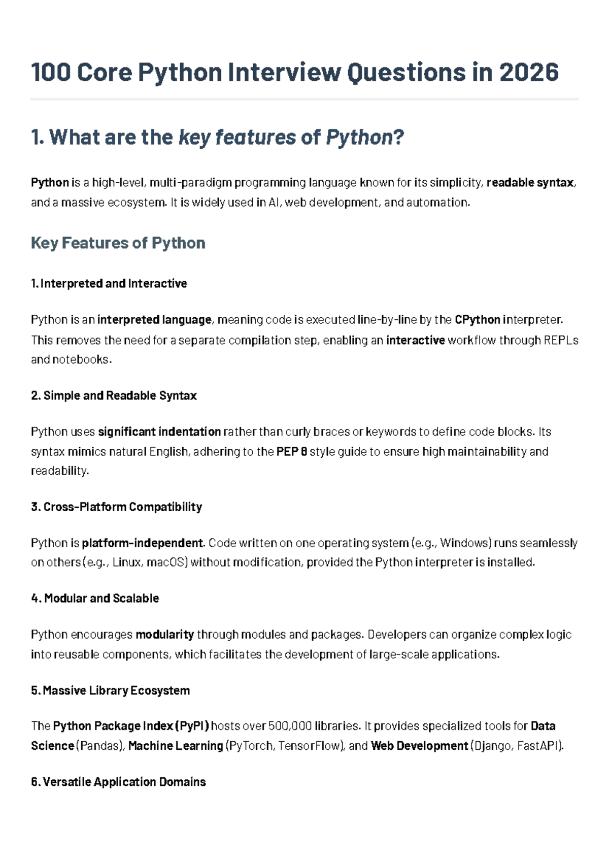 Core Python Interview Questions (2026) - Essential Guide - Studocu
