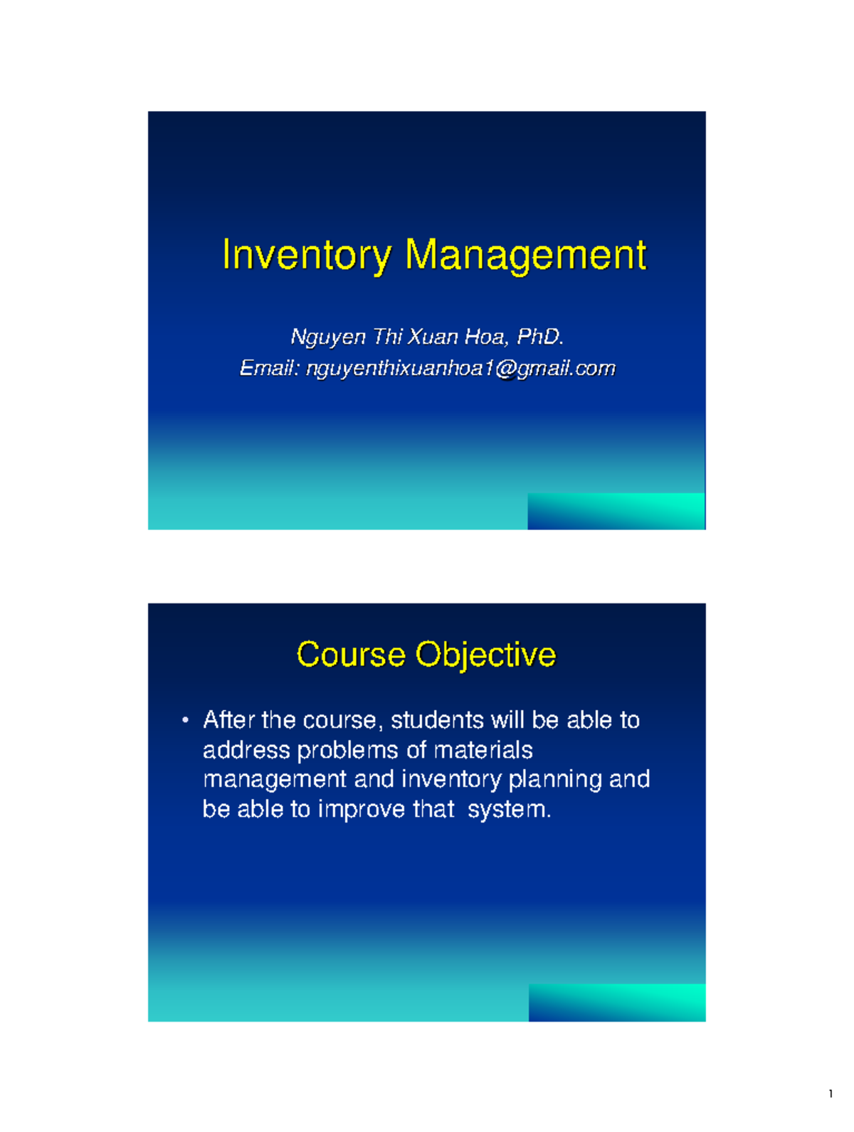 Inventory Management Concepts: MGT 350 Course Outline and Techniques ...