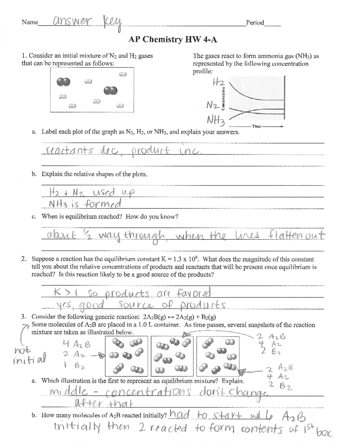 Unit 4 Equilibrium HW Answers - AP Chemistry Period 1 - Studocu