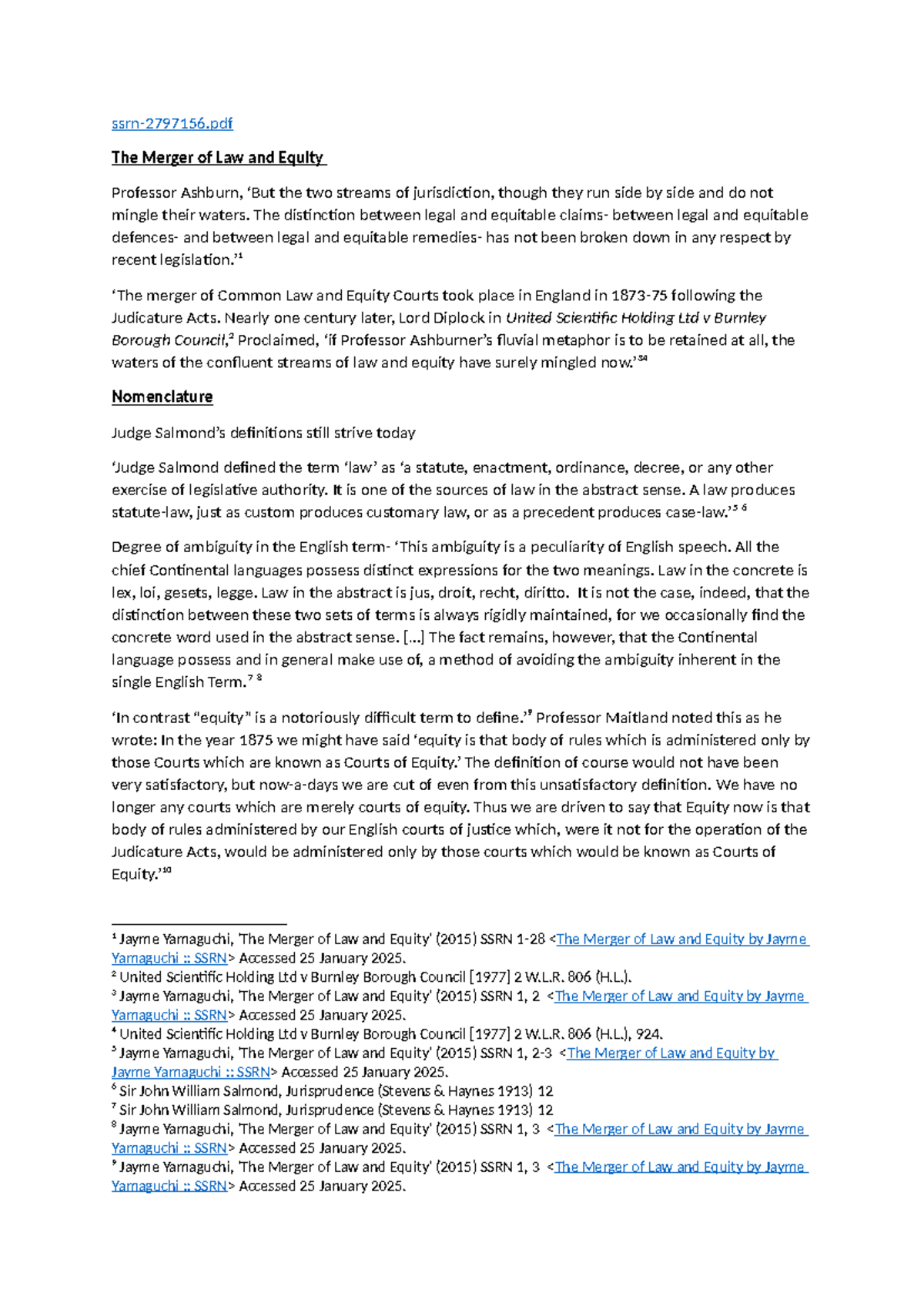 The Merger of Law and Equity: Insights and Historical Perspectives ...