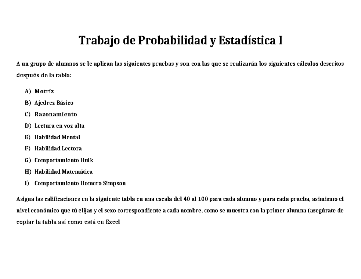 Proyecto de Probabilidad - Trabajo de Probabilidad y Estadística I A un