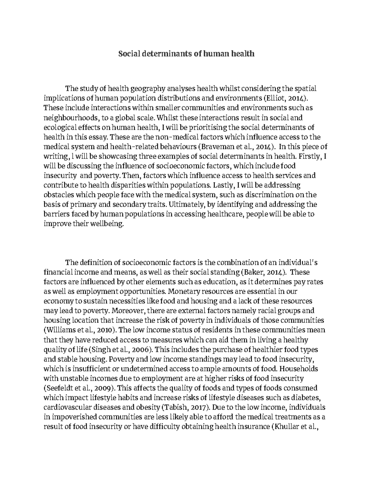 Health Geography 2 - Essay on Social Determinants of Health - Studocu