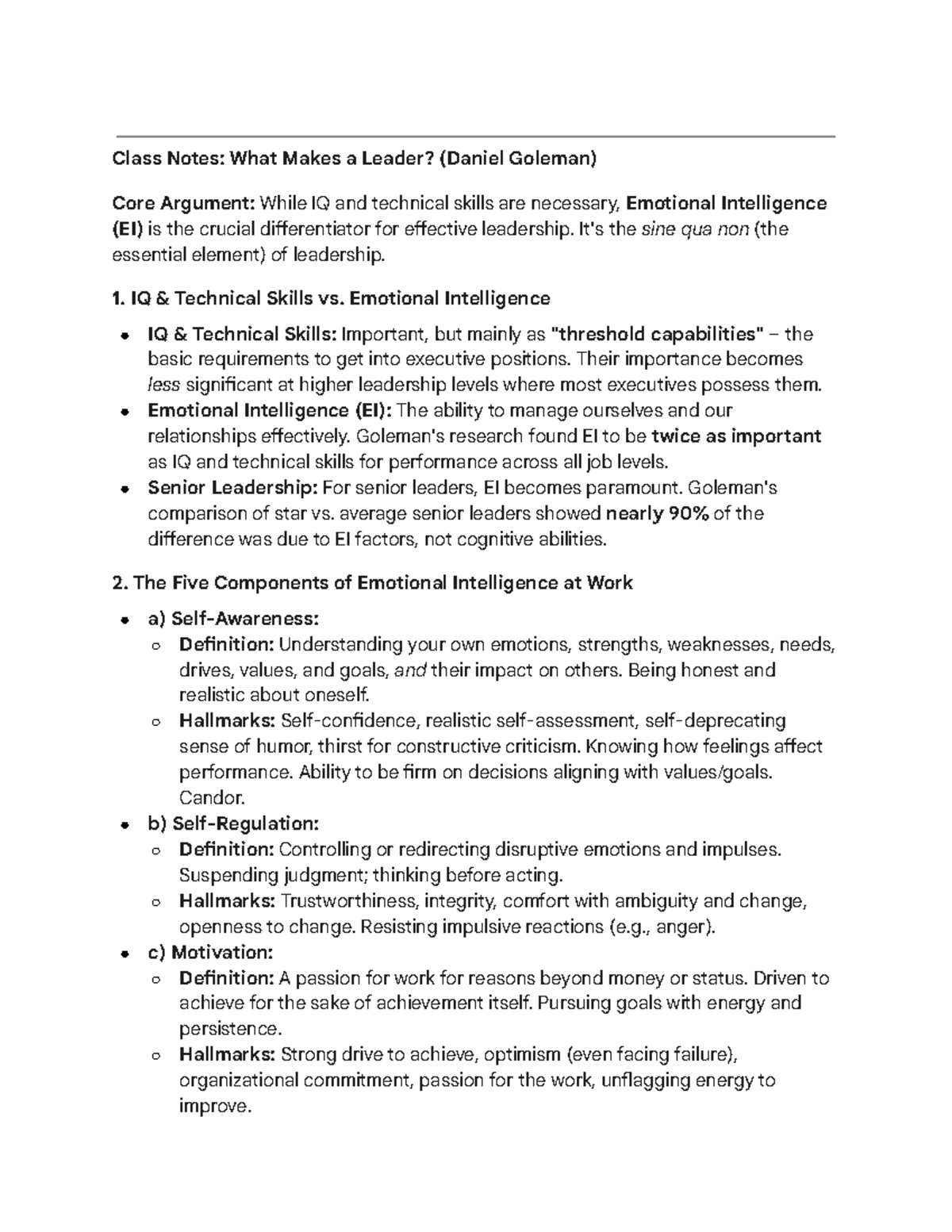 E106 Ch1 Exam - Emotional Intelligence in Leadership Notes - Studocu
