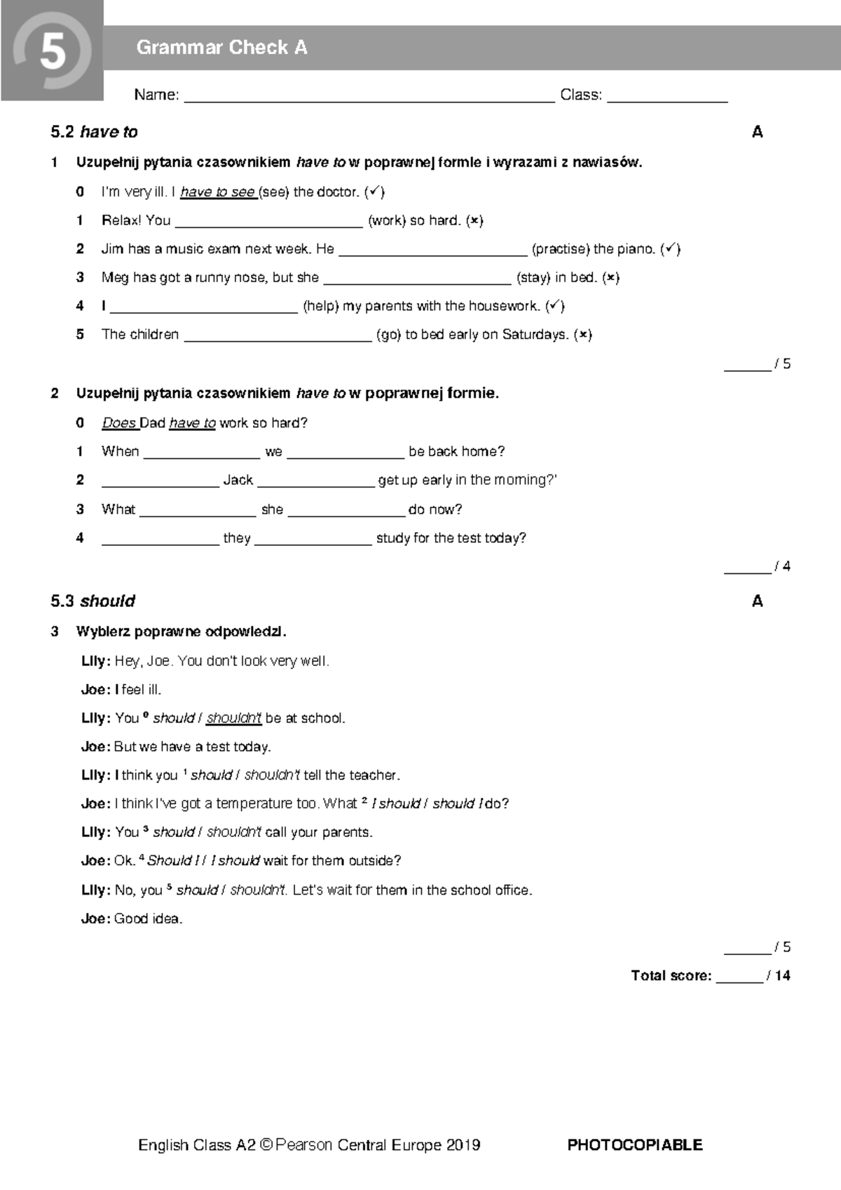 EC A2 Grammar Test - Check Your Understanding 5A - Studocu