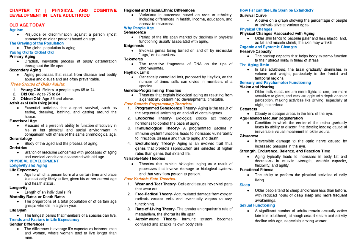 Chapter 17 Summary 1 - summarization - CHAPTER 17 | PHYSICAL AND ...