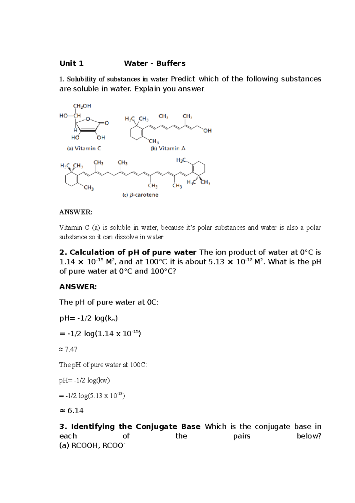 22157066-Pham Thanh Van-BTVN1 - Unit 1 Water - Buffers Solubility of ...