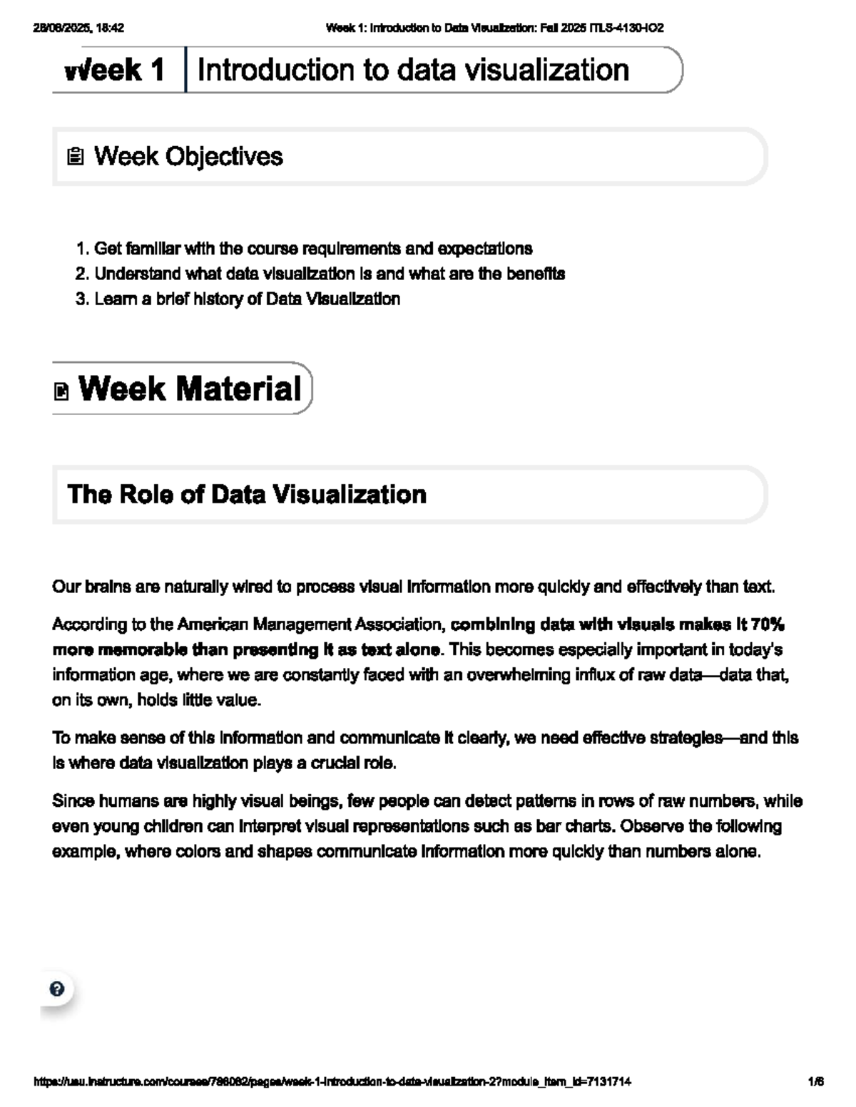 18:42 Week 1: Intro to Data Visualization - Fall 2025 Overview - Studocu