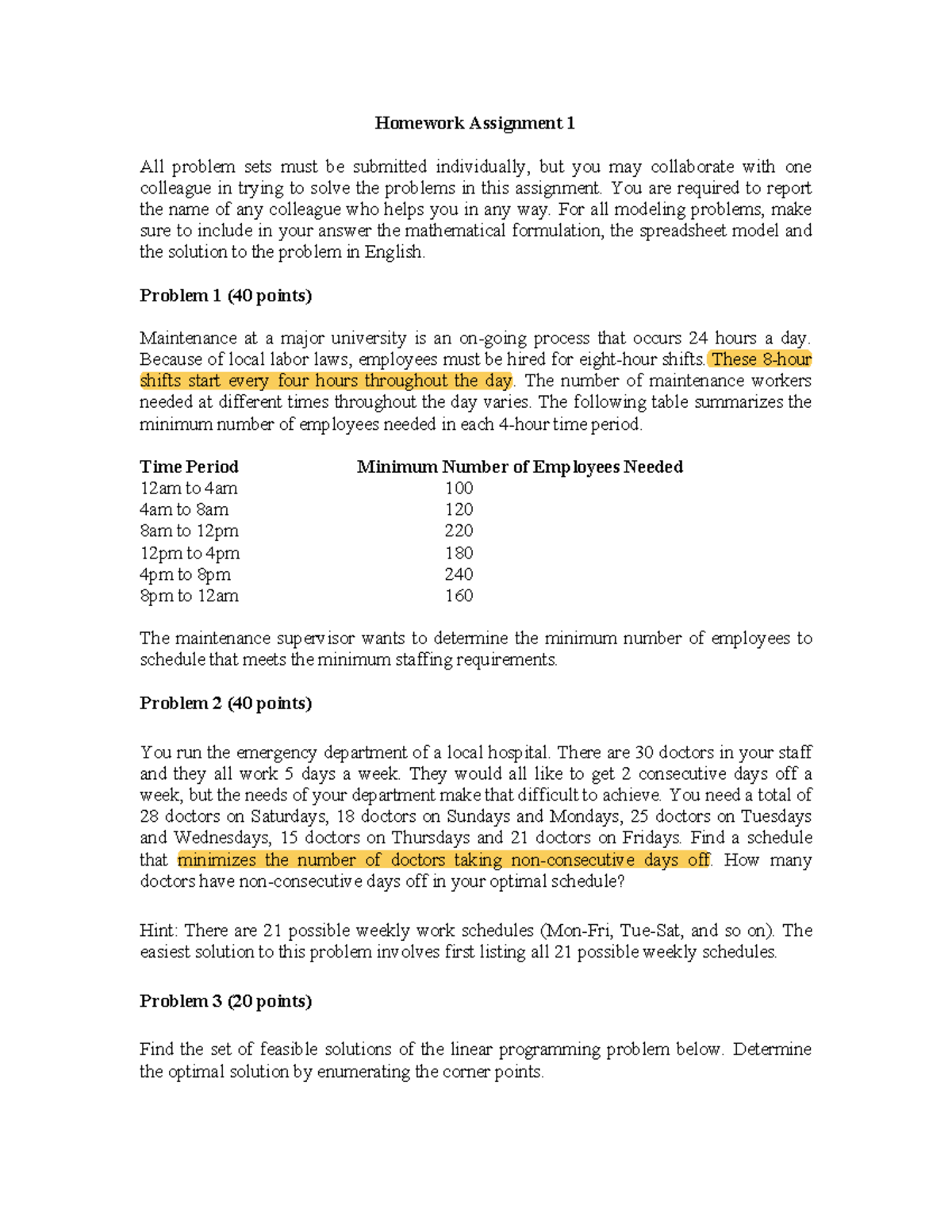 Homework 1 - Homework Assignment 1 All problem sets must be submitted ...