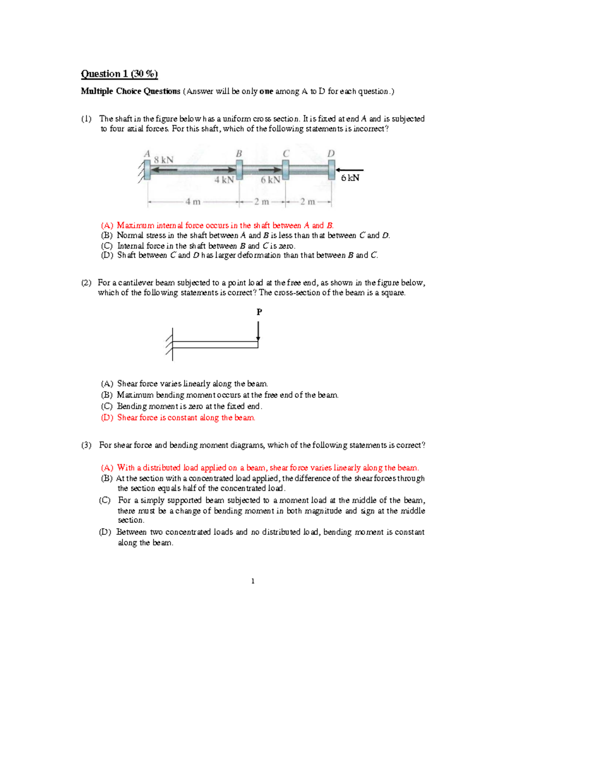 Final Exam Sample Questions & Solutions for Mechanics of Materials ...