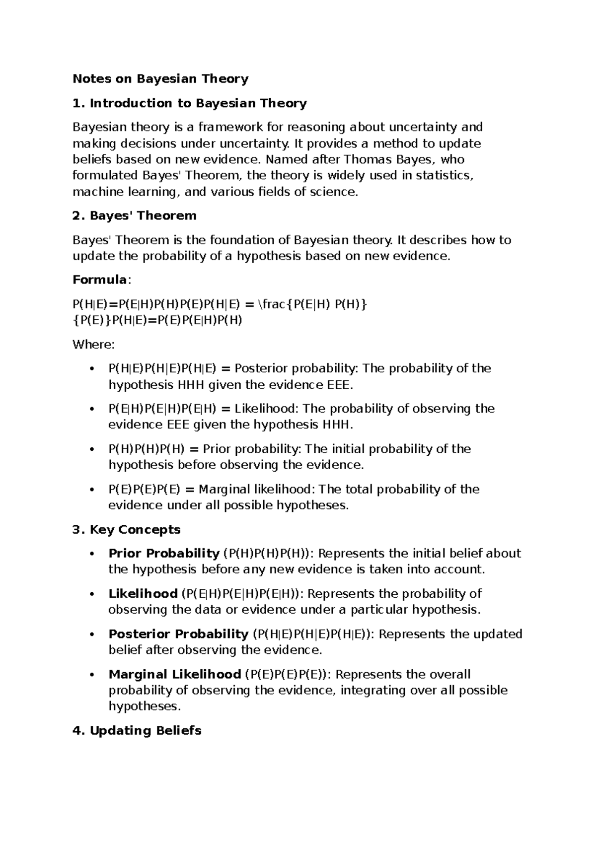 Notes on Bayesian Theory - Notes on Bayesian Theory Introduction to ...