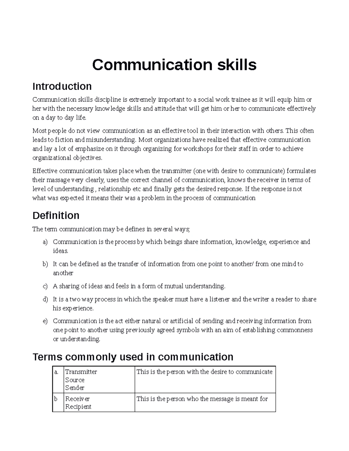 COMMUNICATION Skills Notes - 1 – HANDBOOK/NOTES COMPILED BY M B M COM ...