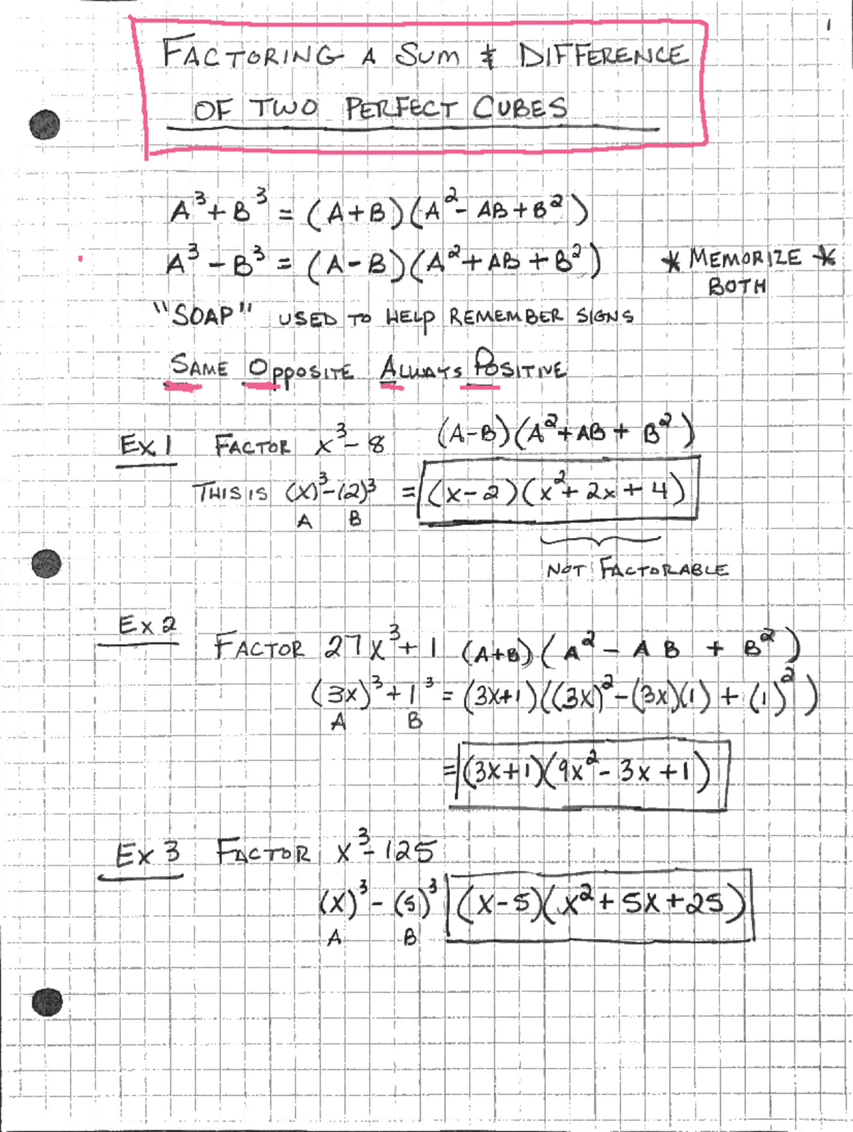 Factoring Perfect Cubes: Sum-Difference Techniques (Math 101) - Studocu