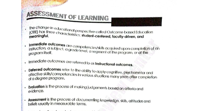 Assessment of Learning Notes and Questions (EDU 1001) - Studocu