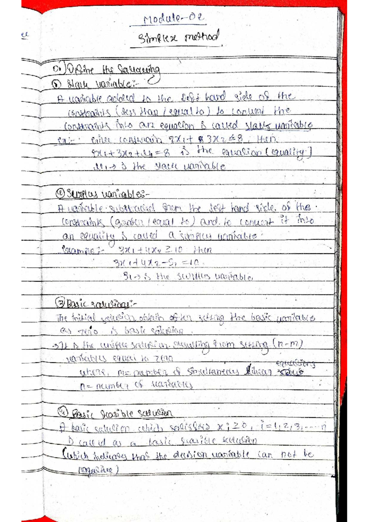 OR2 - Simplex Method Handwritten Notes for Operations Research - Studocu