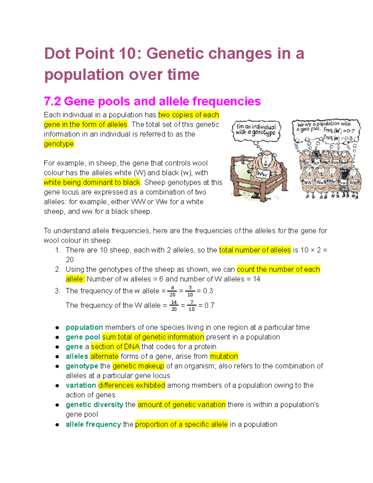 Unit 4 AOS 2.1: Genetic Changes & Evolutionary Processes in Populations ...