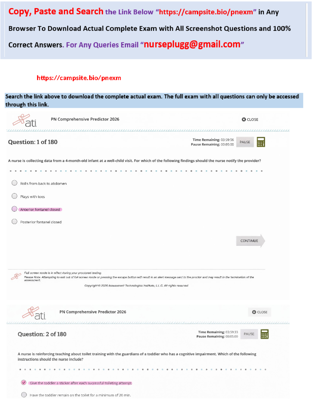 ATI PN Comprehensive Exit Predictor Exam 2026: Q&A with NGN 180 - Studocu
