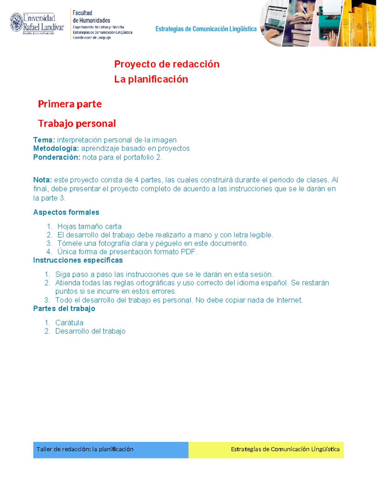 Taller de Redacción y Planificación del Texto - Proyectos Estructurados ...