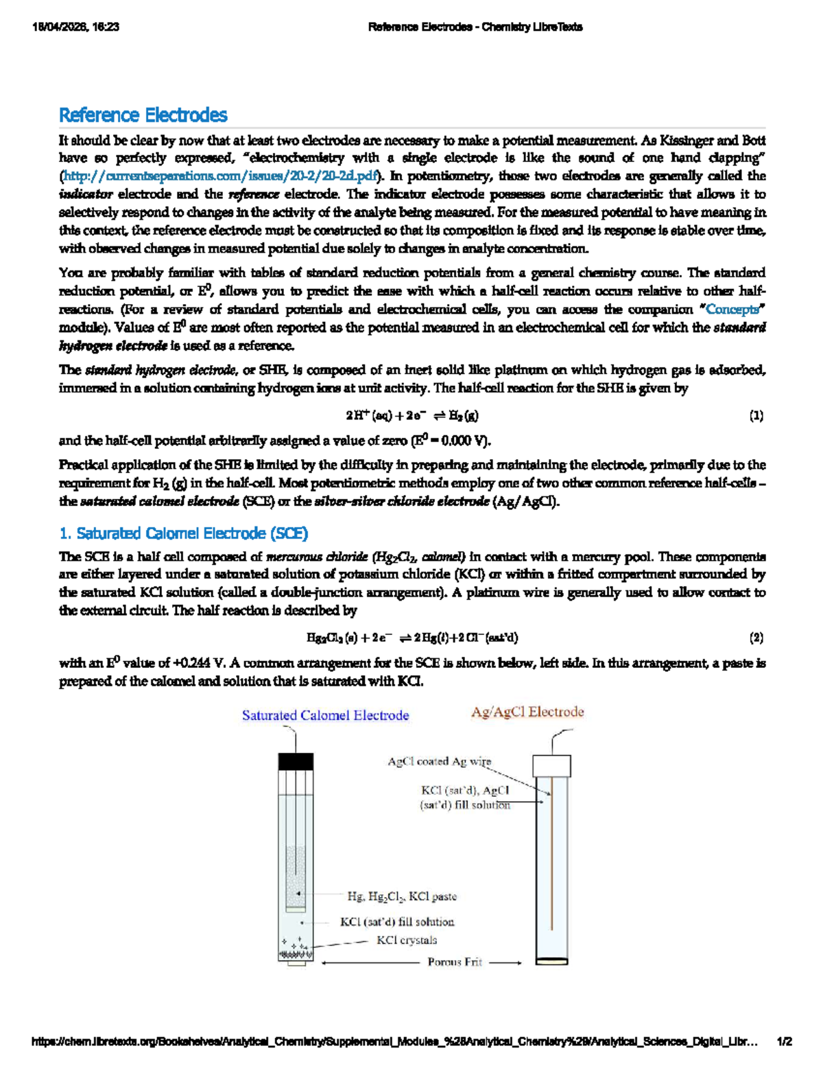 16:23 Reference Electrodes: SCE and Ag-AgCl Overview - Studocu