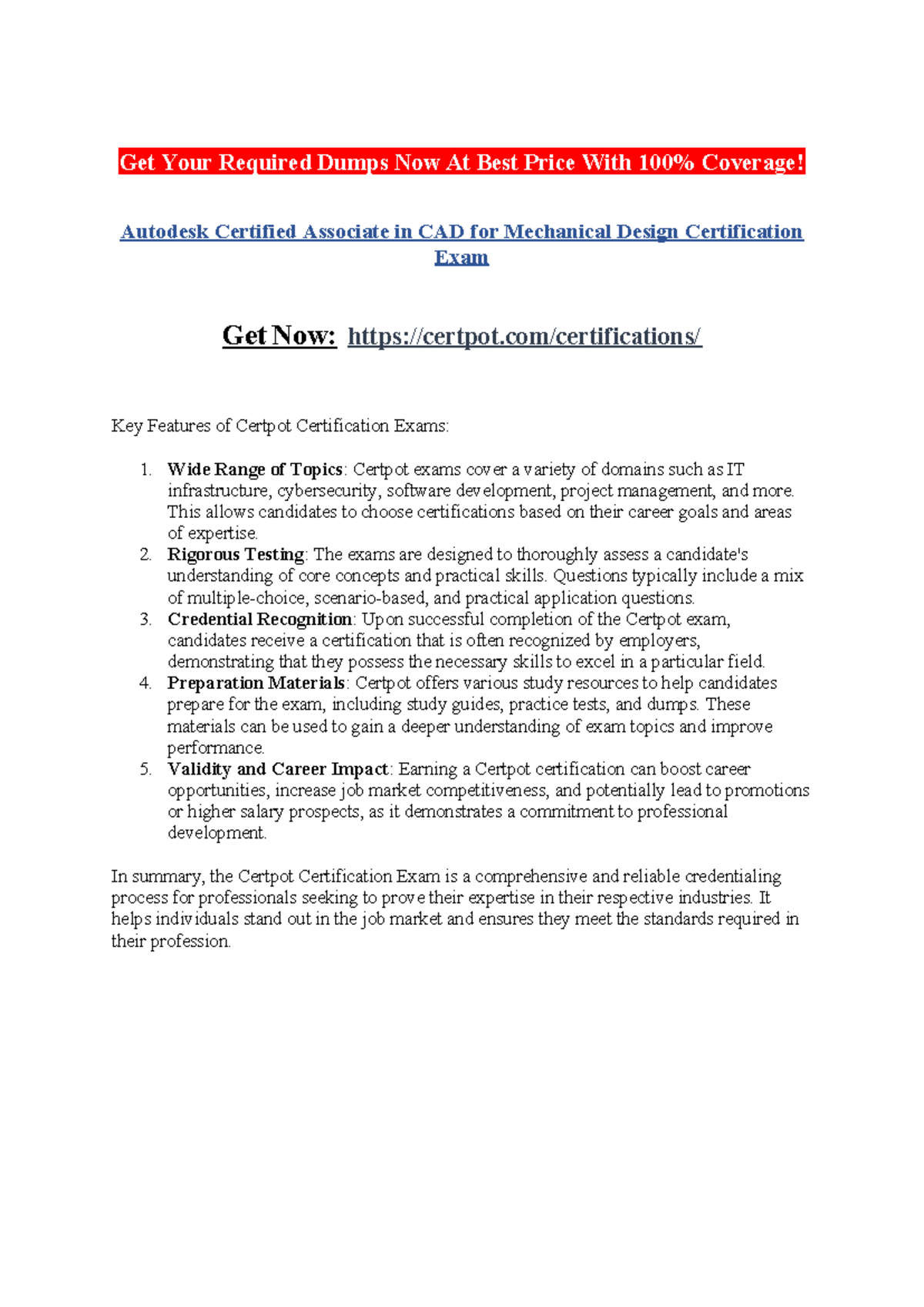 Autodesk Certified Associate in CAD for Mechanical Design Certification ...