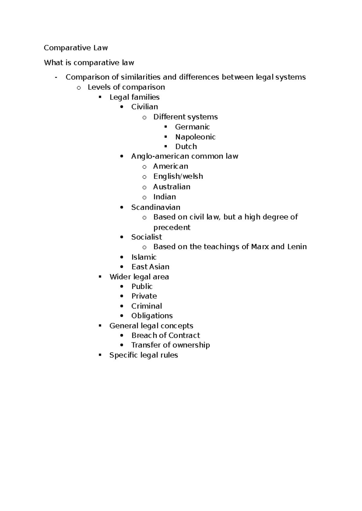 Comparative Law - notes - Comparative Law What is comparative law ...