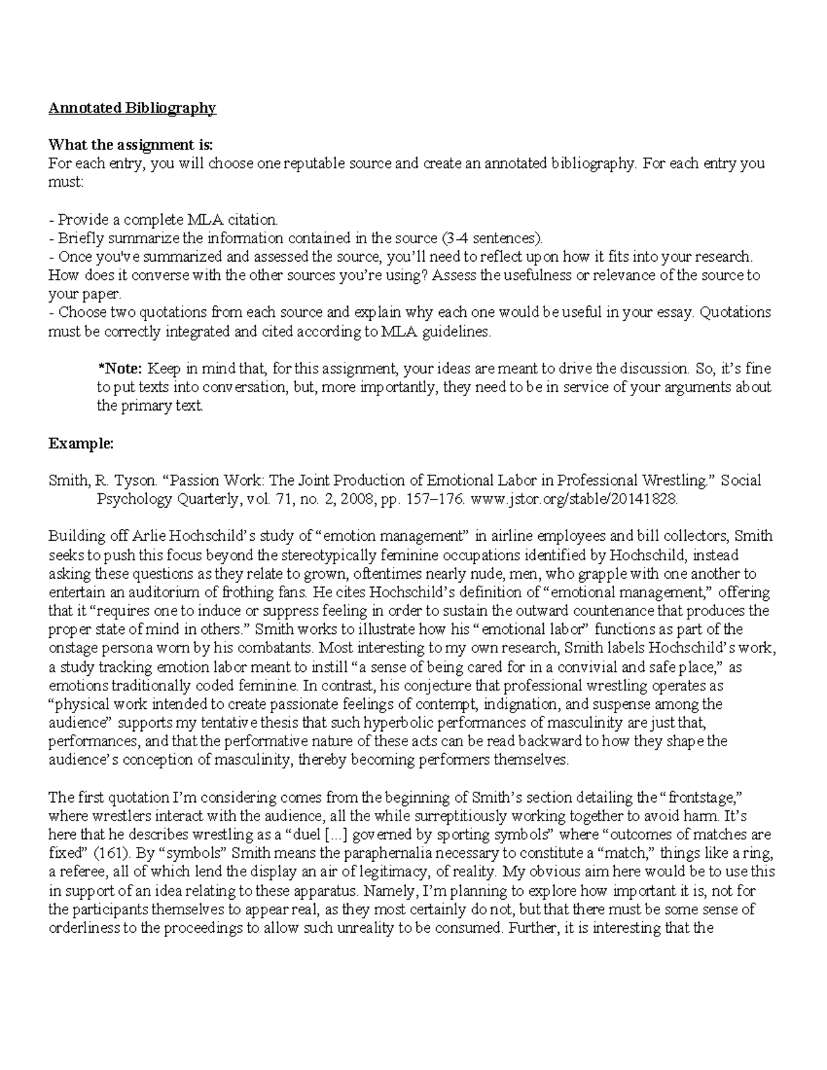 Annotated Bibliography Guidelines for Research Assignment - Studocu