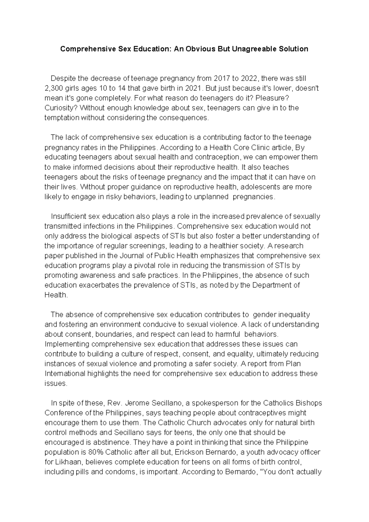 Comprehensive Sex Education: Addressing Teen Pregnancy & STIs in PH ...