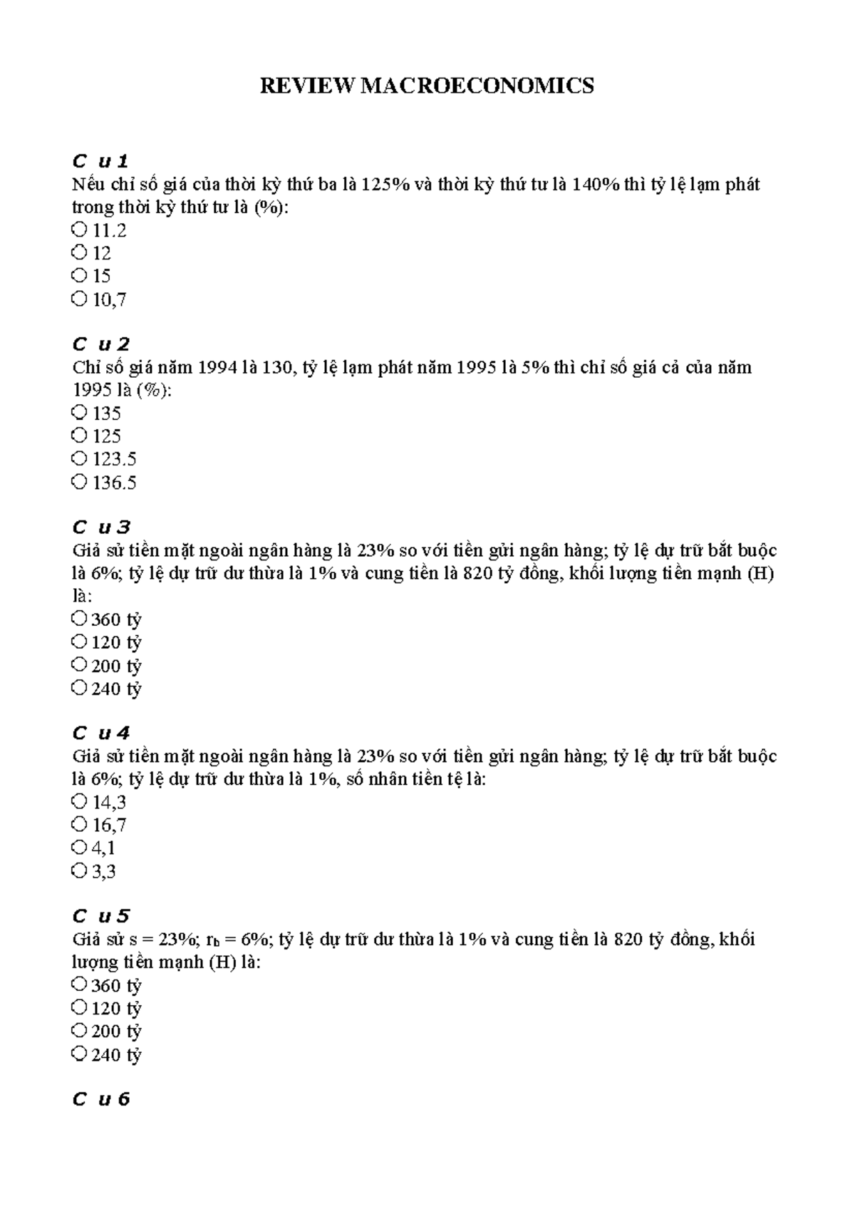 REVIEW MACROECONOMICS: Exam Questions and Key Concepts - Studocu