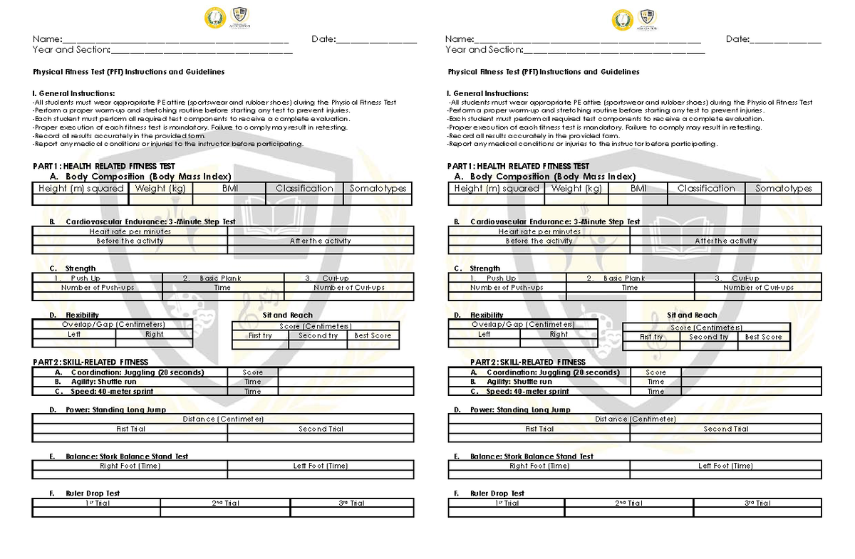 PFT 2023: Physical Fitness Test Instructions and Guidelines - Studocu