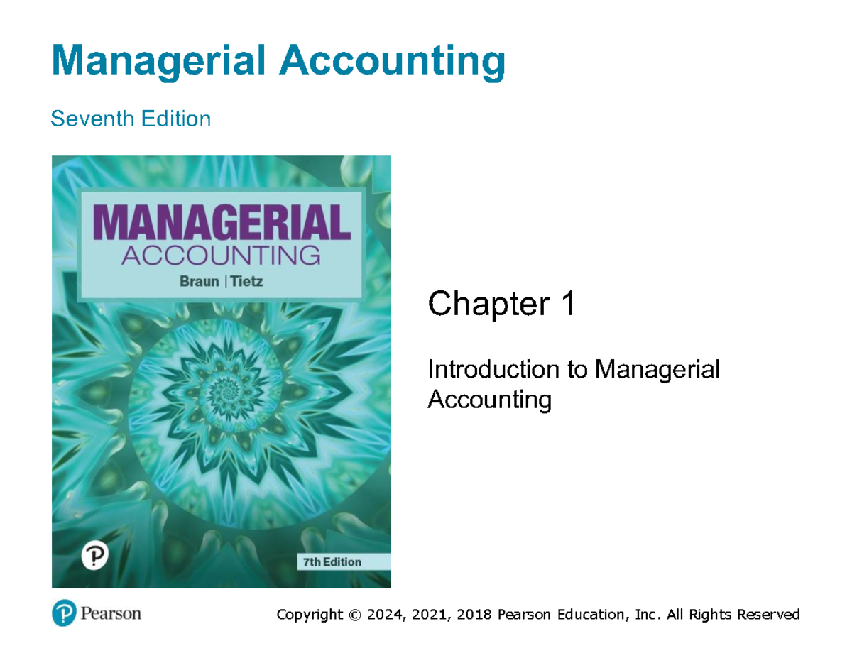 Managerial Accounting (ACCT 101): Intro & Key Concepts (Ch 1) - Studocu