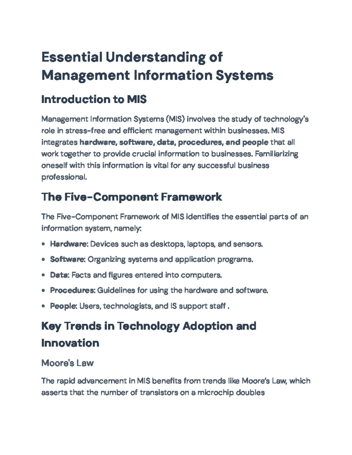 Understanding Management Information Systems (MIS): Core Concepts ...
