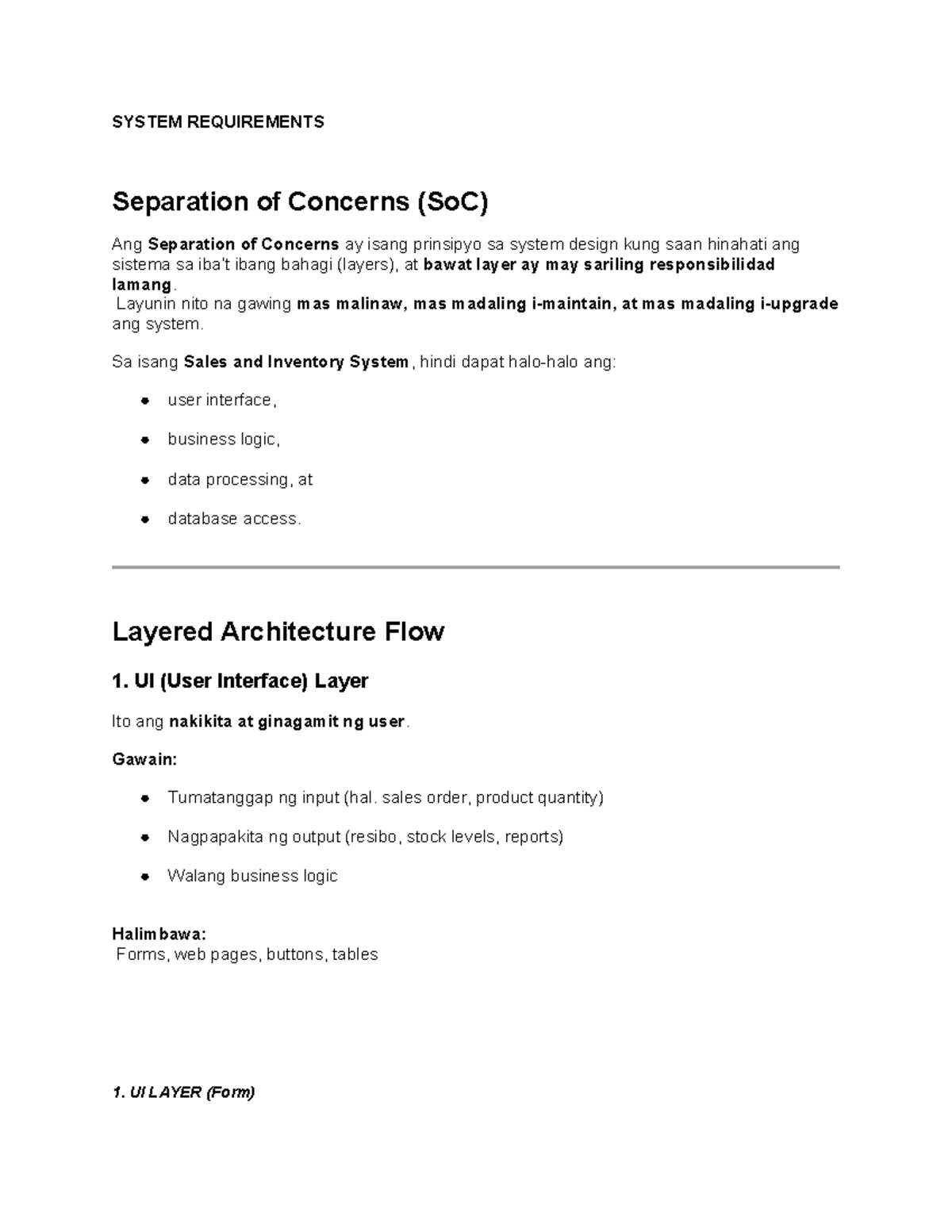 SYSTEM REQUIREMENTS: Separation of Concerns in System Design - Studocu