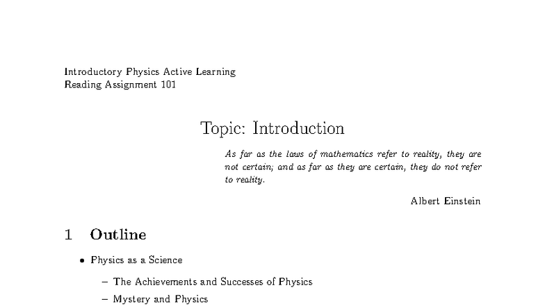 Introductory Physics Active Learning Assignment 101: Key Concepts - Studocu
