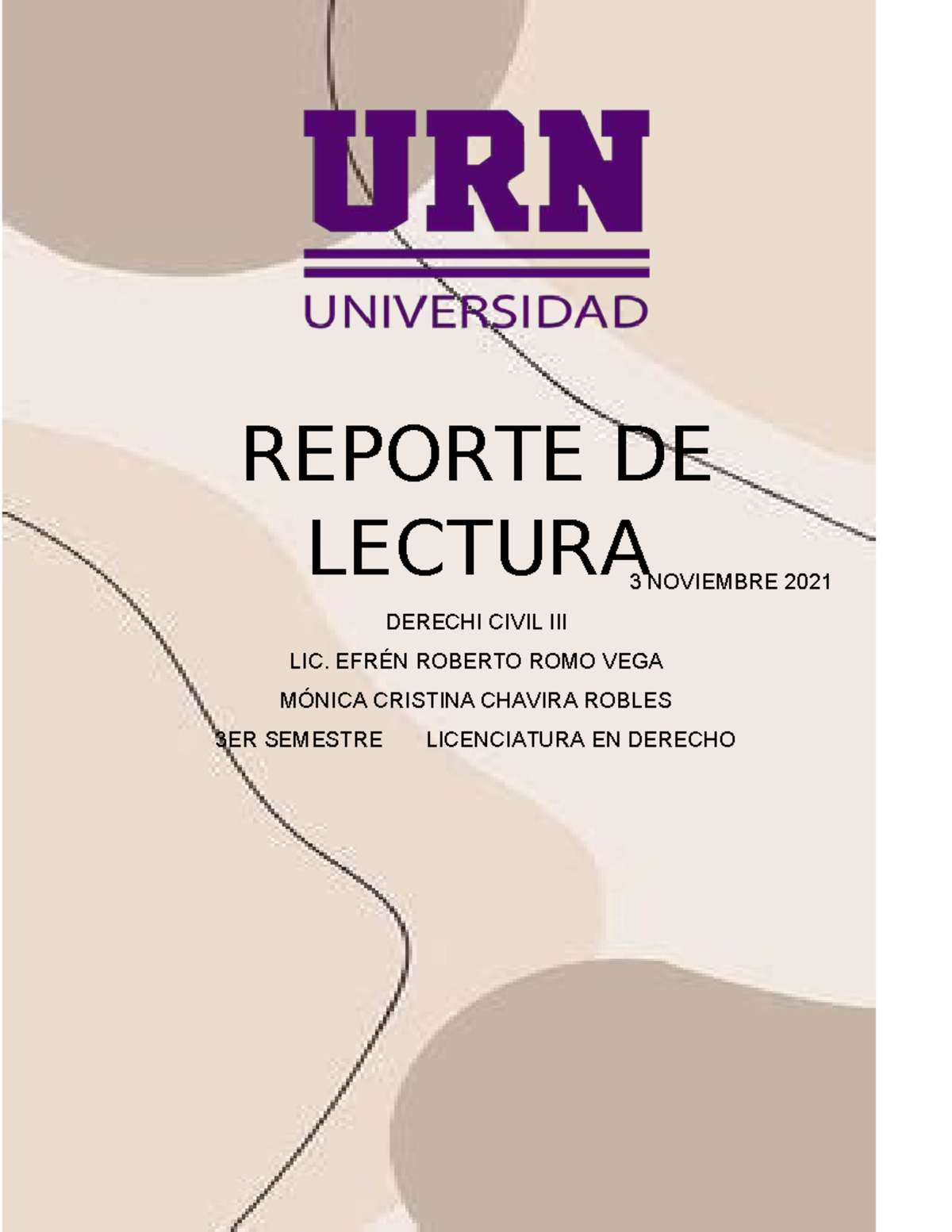 REPORTE DE LECTURA 2DO DERECHO CIVIL 3ER SEMESTRE LIC. EFRÉN ROMO VEGA ...