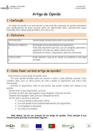 Artigo de Opinião completo - Artigo de opinião 3 exemplos para entender ...
