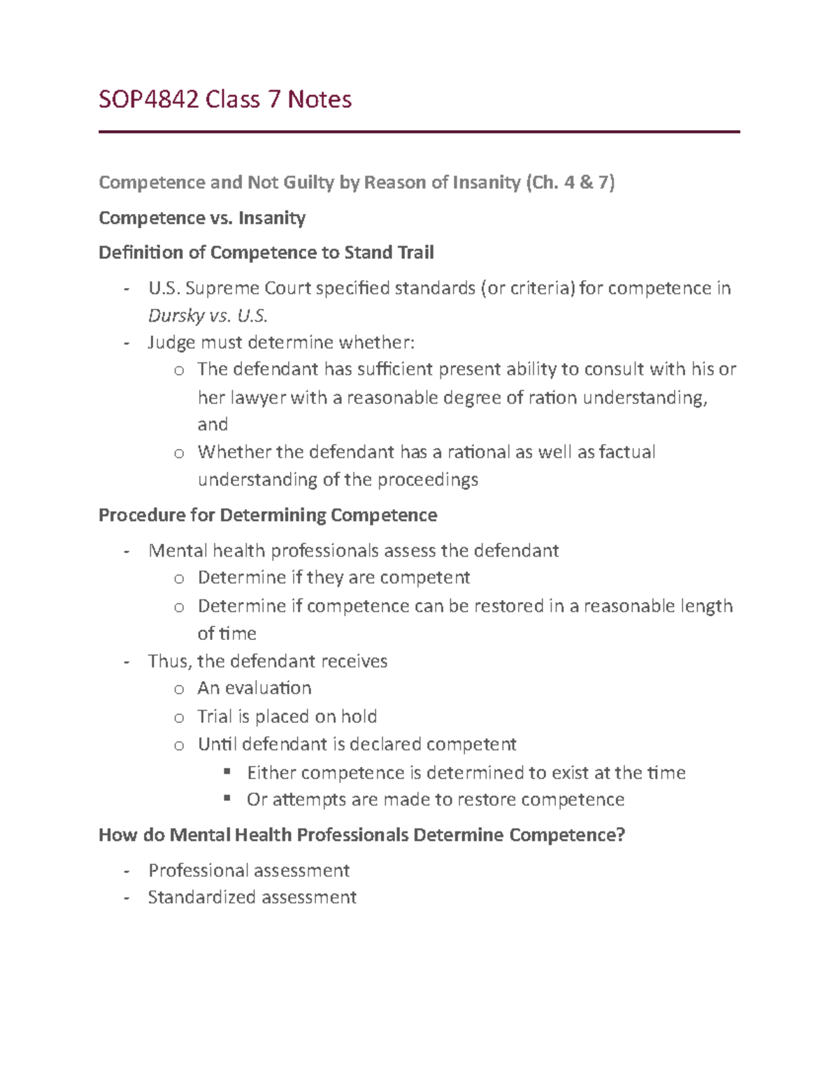 SOP4842 Class 7 Notes: Competence and NGRI Explained - Dr. Goldfarb ...