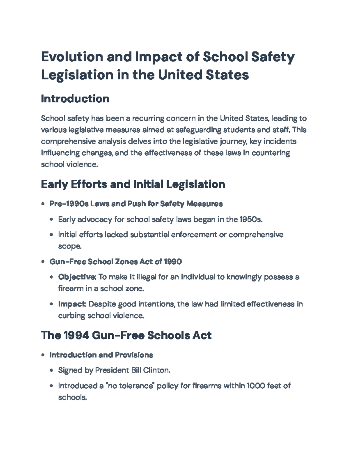 Evolution and Impact of U.S. School Safety Legislation: A Comprehensive ...