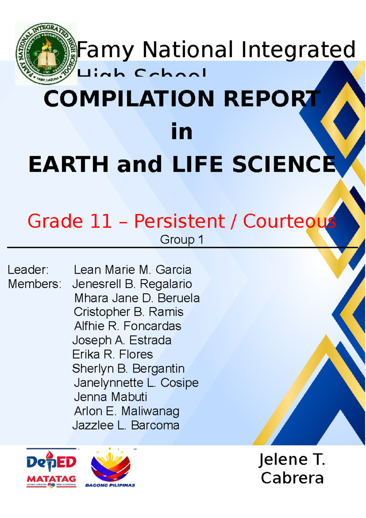Front-page - badly need this docs - COMPILATION REPORT in EARTH and ...