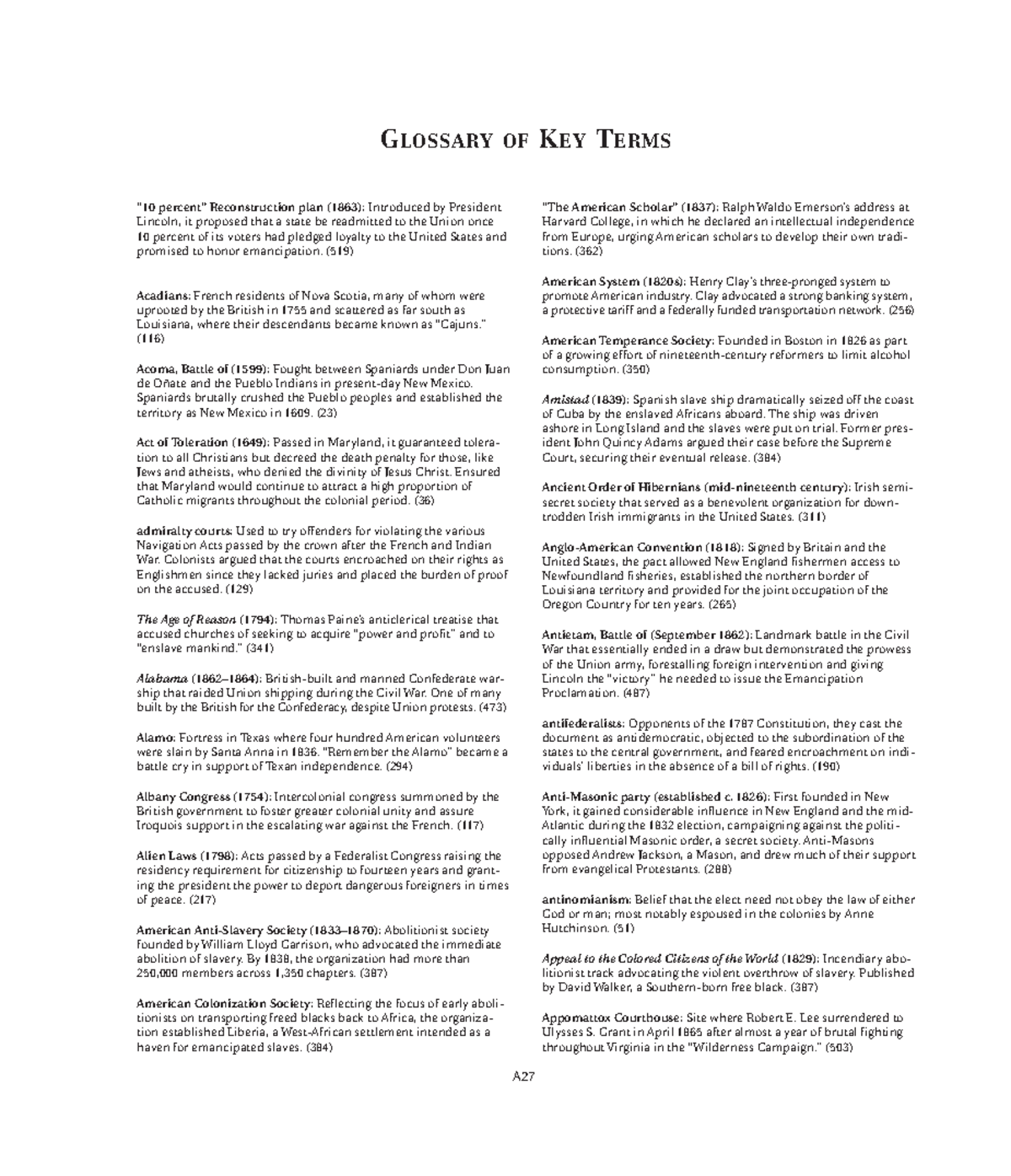 AP US History: Glossary of Key Terms for Exam Preparation - Studocu