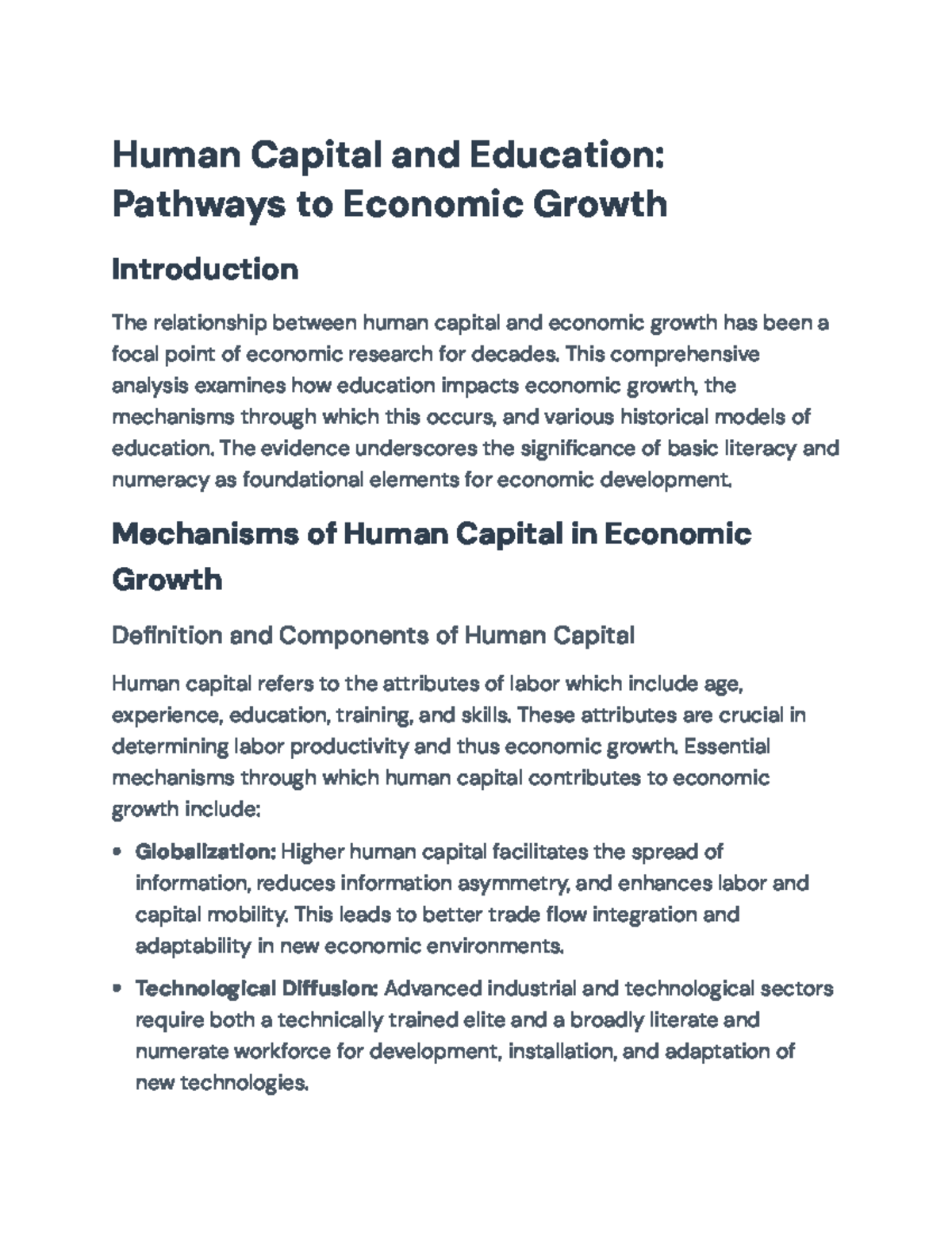 Human Capital and Economic Growth: Education's Role in Development ...