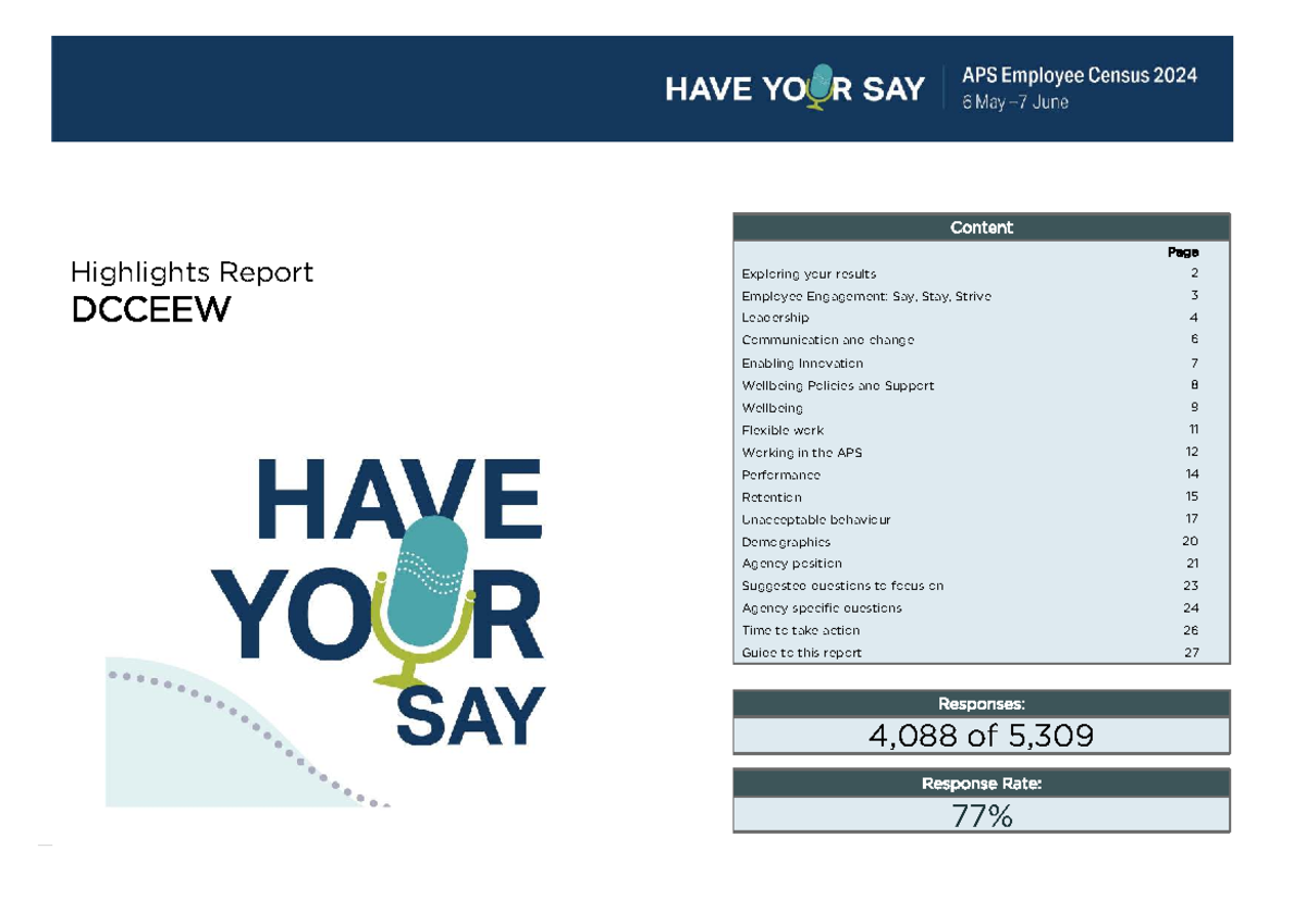 2024 APS Employee Census Highlights Report - Studocu
