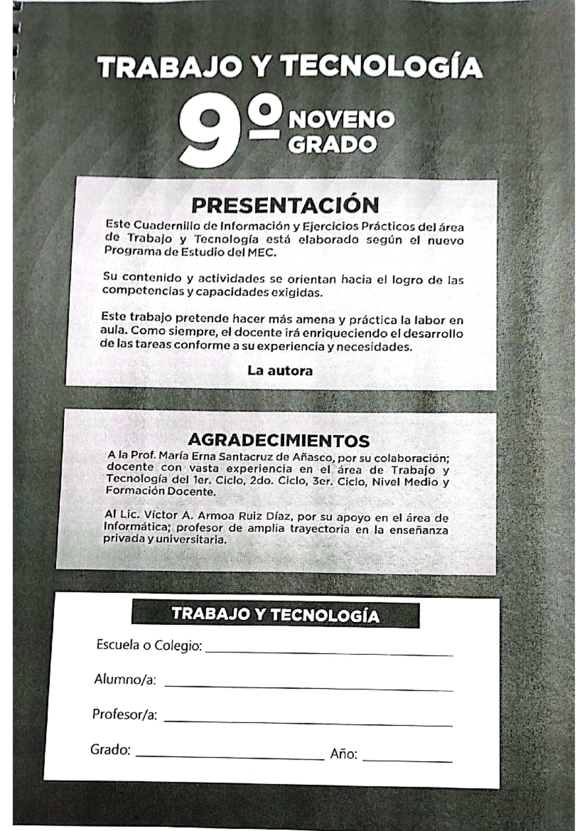 Cuadernillo de Trabajo y Tecnología 9no Grado - Ejercicios Prácticos - Document Preview